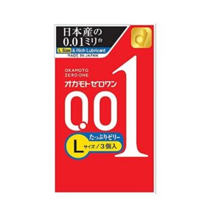 オカモト ゼロワン001 たっぷりゼリー Lサイズ 3個入 0.01ミリ/避妊具/コンドーム OKAMOTO
