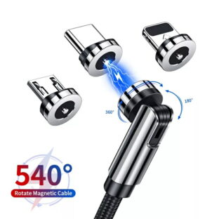 RURILIFE マグネット 充電ケーブル 3in1 USBケーブル 540°回転 磁石 充電器 磁気 iphone android Type-c Micro usb タイプC 1m