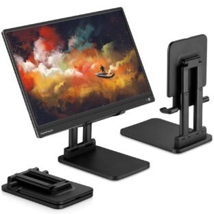 RURILIFE スマホ タブレット ノートバソコン スタンド アルミ ホルダー 角度調整可能 卓上縦置きスタンド, タブレット置き台, デスク台, 立てる
