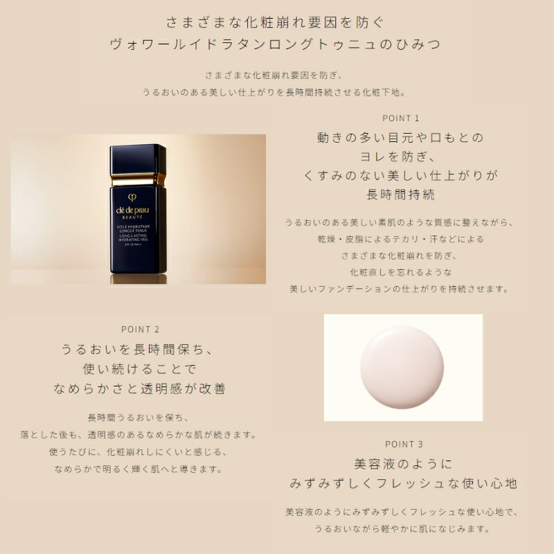 クレ・ド・ポー ボーテ ヴォワールイドラタンロングトゥニュ プレメイクアップ 化粧下地 30ml SPF25 PA++ 化粧崩れ防止 透明感 輝く 素肌 軽やか なめらか みずみずしい うるおい 長時間持続 UV効果 スキンケア CPB cpb 資生堂 SHISEIDO shiseido - 画像 (2)