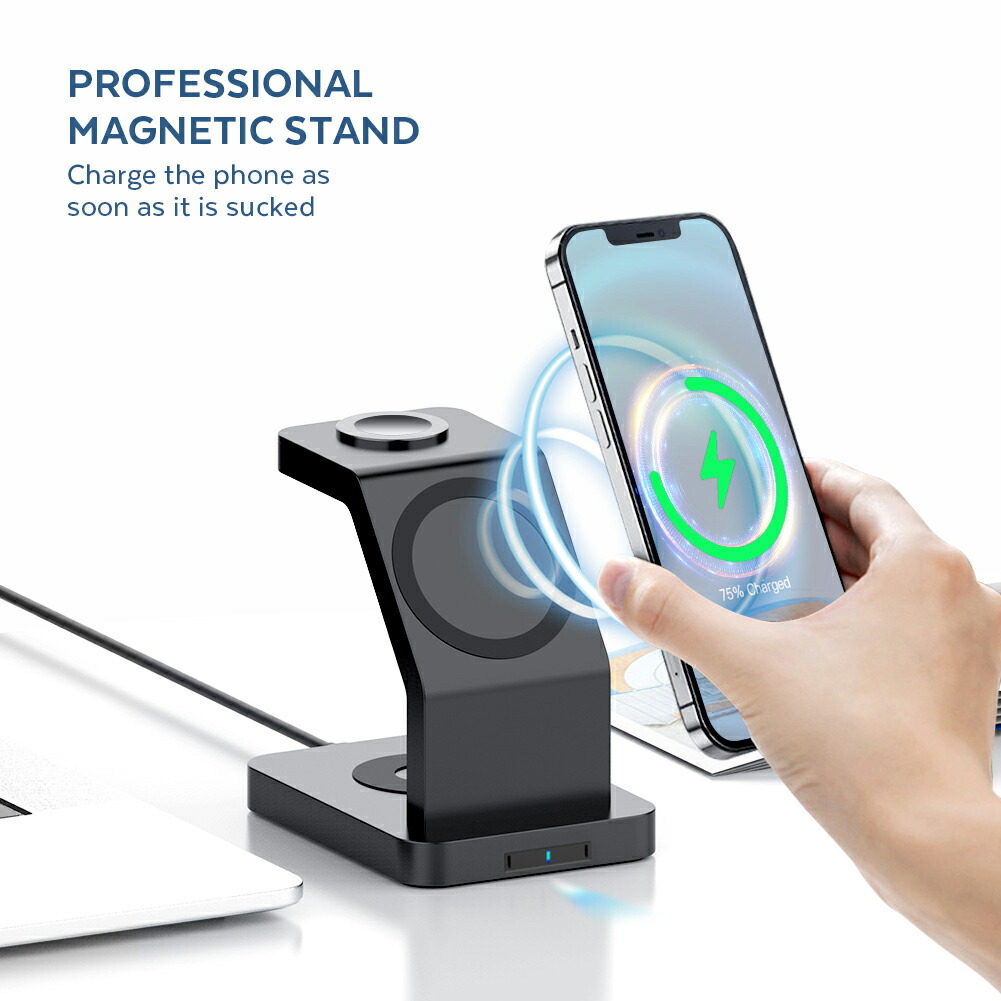 RURILIFE ルリライフ 3in1 MAGNETIC スマホ ワイアレス 充電器 ワイヤレス充電器 スマホ充電器 置くだけ ワイヤレス 置くだけ充電器 スマホスタンド アンドロイド スマートフォン 白 Qi規格 iphone iphone12 iphone13 pro Max 対応 Galaxy S8/S8+ S9/S9+ Note10等 - 画像 (4)