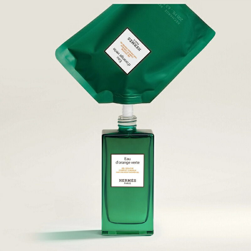 HERMES エルメス ヘア&ボディ シャワージェル #オー ドランジュ ヴェルト 200ml〈髪・ボディ用洗浄料〉レフィラブル フランス製 ラッピングセット 紙袋・リボン付き プレゼント・ギフトにお勧め お祝い お礼 記念日 誕生日 シーズナルイベント 最適 シャンプー ソープ - 画像 (3)