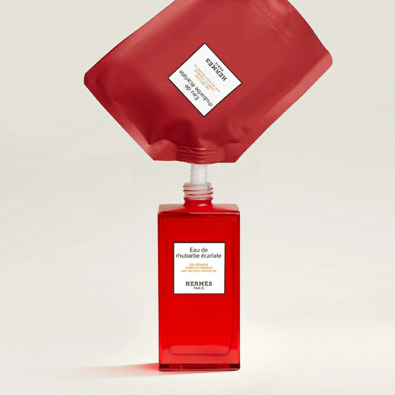 HERMES エルメス ヘア&ボディ シャワージェル #オー ドゥ ルバーブ エカルラット 200ml〈髪・ボディ用洗浄料〉レフィラブル フランス製 ラッピングセット 紙袋・リボン付き プレゼント・ギフトにお勧め お祝い お礼 記念日 誕生日 シーズナルイベント 最適 シャンプー - 画像 (3)