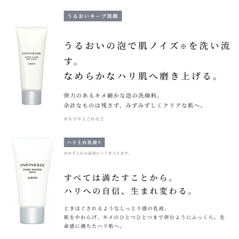 アルビオン アンフィネス パンプ イノベーション キット 限定発売 限定キット(アンフィネス パンプ イノベーション〈美容液〉40ml & クレンジングミルク 18g & ジェルフォーム 18g & ミルク 30g & ローション 30ml & コットン L(ソフト)20枚入)ALBION albion - 画像 (6)