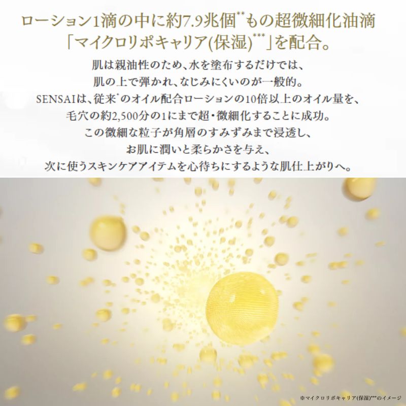 ネコポス速達!センサイ AS マイクロ エッセンスインローション〈化粧水〉8ml 外箱付き ミニサイズ 特製サイズ サンプル 約7.9兆個の油滴 みずみずしい うるおい 保湿成分 透明感 エイジングケア ハリ 小石丸シルクエキス 肌のすみずみまで浸透 SENAI sensai - 画像 (4)