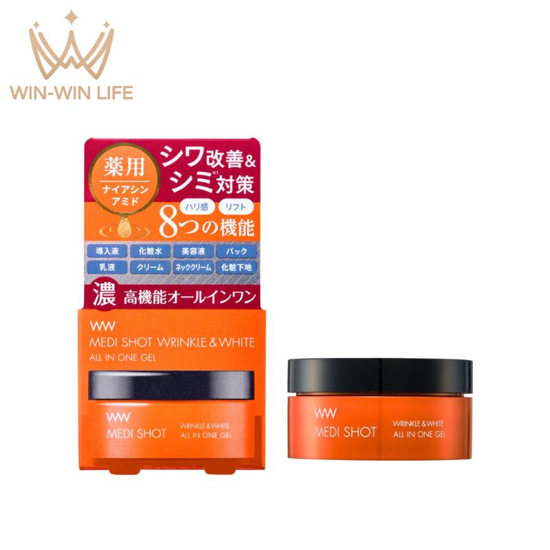 明色化粧品 薬用メディショット オールインワンジェル〈シワ改善・美白ジェル美容液〉50g 医薬部外品 八效合一 透明感 ハリ感 ナイアシンアミド配合 3種のコラーゲン配合 肌に水分を蓄える 保湿 アロマティックフルールの香り brilliant colors