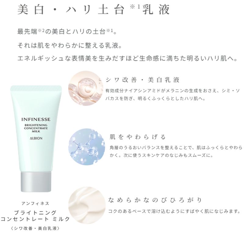 アルビオン アンフィネス ブライトニング イノベーション キット 限定発売 限定キット(ブライトニング イノベーション 〈シワ改善・美白美容液〉40ml & クレンジングオイル 18g & 洗顔料 18g & 美白ミルク 30g & 美白ローション 30ml & コットン L(ソフト)20枚入)ALBION - 画像 (9)