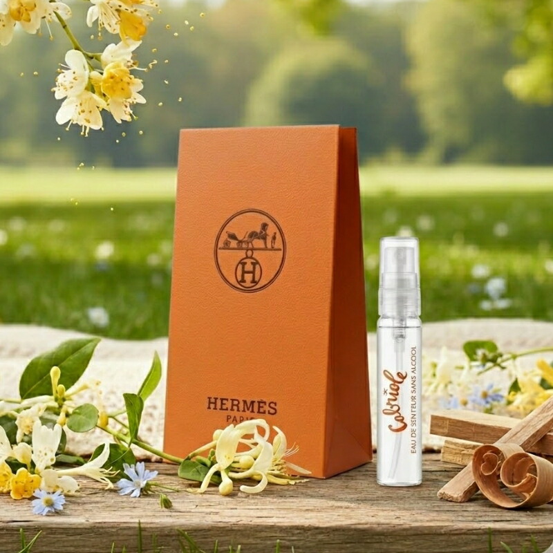 ネコポス速達!エルメス カブリオル オー ドゥ サントゥール 2ml 外箱付き ミニサイズ 特製サイズ サンプル 持ち運びやすい 香水 フレグランス フランス製 フレッシュ デリケート キンモクセイ ハニーサックル アルコールフリーの処方 HERMES hermes - 画像 (2)