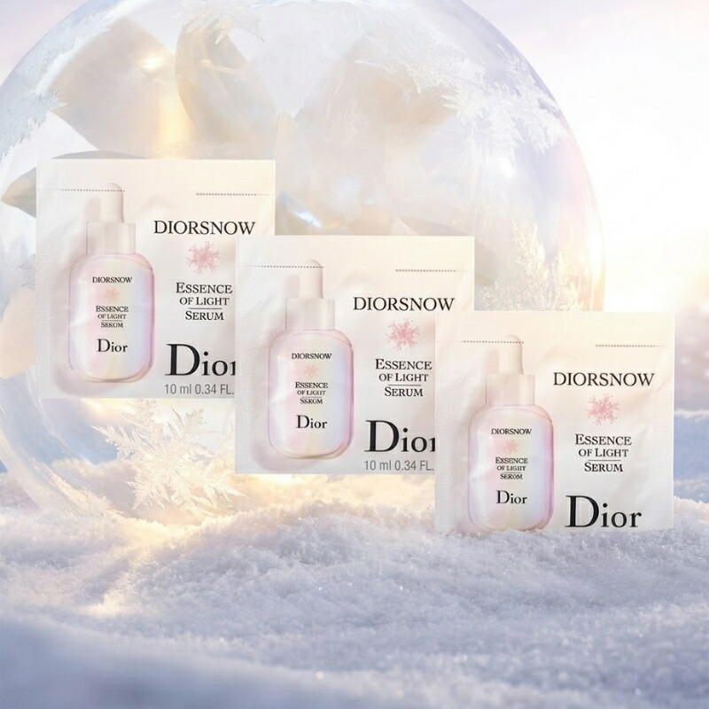 ネコポス速達!DIOR ディオール スノー アルティメット エッセンス オブ ライト(薬用美容液)1ml*3枚 お試しセット サシェサンプル トラベルサイズ フランス製 サンプル 自然由来成分配合 ミルキーなテクスチャー シミ ソバカス エーデルワイス 保湿 - 画像 (2)