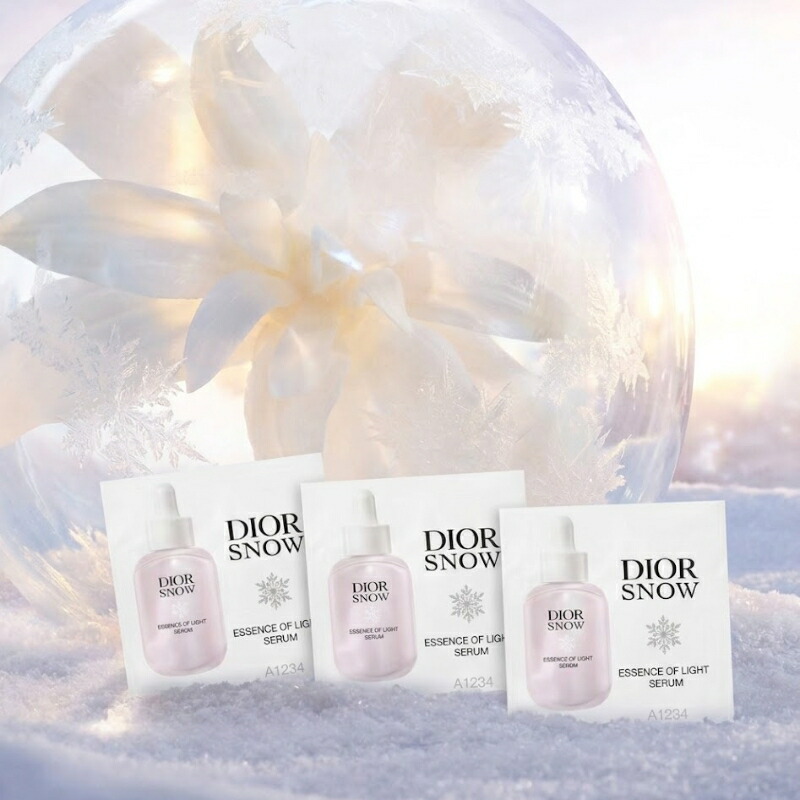 ネコポス速達!DIOR ディオール スノー エッセンス オブ ライト セラム(薬用美容液)1ml*3枚 お試しセット サシェサンプル トラベルサイズ フランス製 サンプル 自然由来成分配合 スキンケア シミ ソバカス 美白 ニキビ 肌荒れ エーデルワイス - 画像 (2)