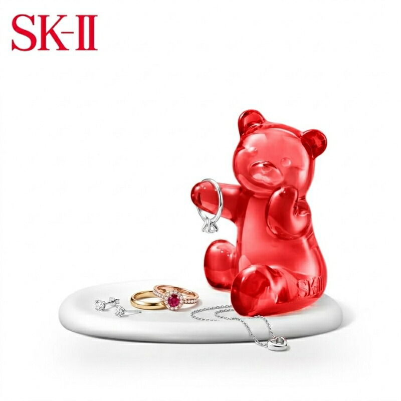 SK-II エスケーツー ピテクマトレイ 限定品 記念品 アクセサリートレイ ジュエリートレイ アクセサリースタンド 宝石皿 小物入れ 収納 収納トレイ レッド クマ 熊 ベア 可愛い ジュエリー アクセサリー オブジェ リングピロー コレクション 飾り プレゼント ギフト SK2 - 画像 (2)