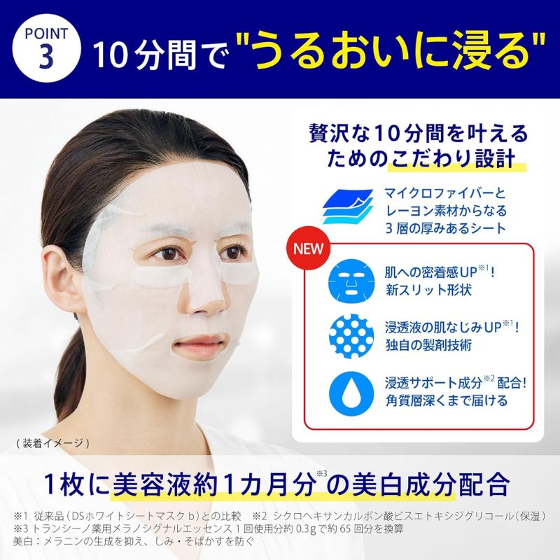 ネコポス速達!トランシーノ 薬用ブライトニングフェイシャルマスク 20ml*3枚〈外箱なし・OPP袋包装あり〉医薬部外品 新薬用美白シートマスク W有効成分配合 速攻レスキューケア 肌荒れ トラネキサム酸 浸透性にこだわった独自処方 様々な顔の形にフィット TRANSINO transino - 画像 (5)