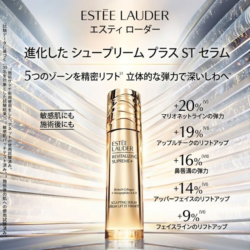 ネコポス速達!エスティ ローダー シュープリーム プラス ST セラム 1.5ml*2枚〈美容液〉お試しセット サシェサンプル トラベルサイズ ハリ構築 コラーゲン研究 引き上がる立体美 エイジングケア 弾力 すばやい浸透 贅沢ながら軽いつけ心地 ESTEE LAUDER estee lauder - 画像 (2)