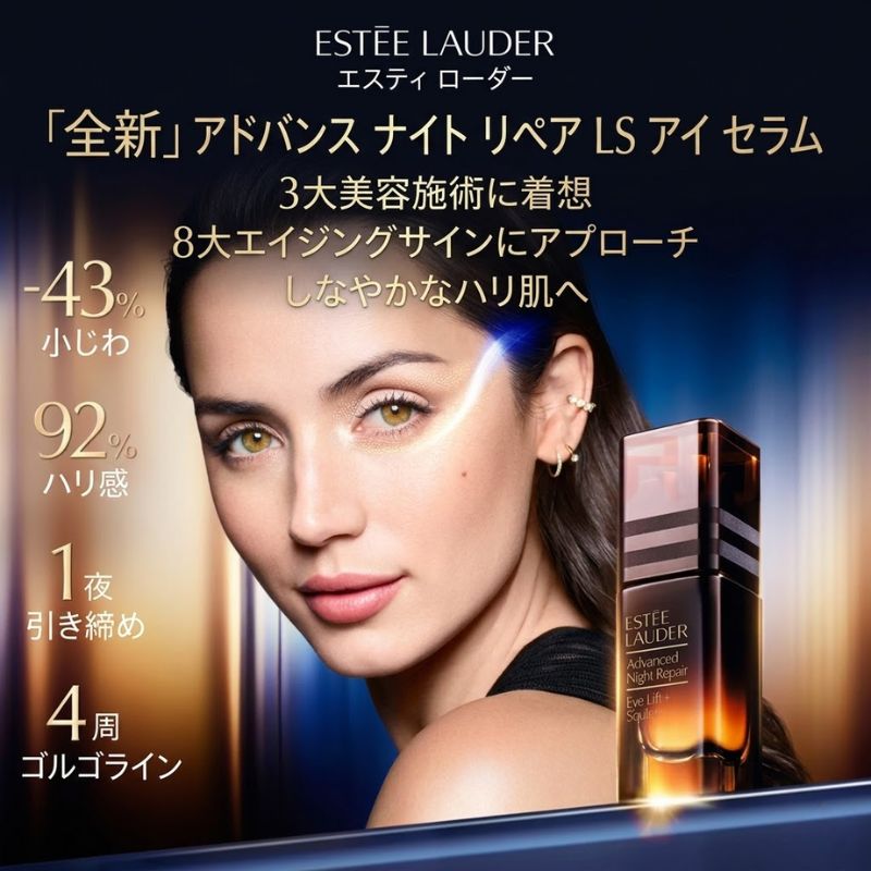 ネコポス速達!エスティ ローダー アドバンス ナイト リペア LS アイ セラム 0.5ml*2枚〈目もと用美容液〉お試しセット サシェサンプル トラベルサイズ 皮膚科学発想 夜間美容 4Dアプローチ ナイトペプチド 目もとを引き締め ハリ 立体感 寝不足肌をケア ESTEE LAUDER - 画像 (2)