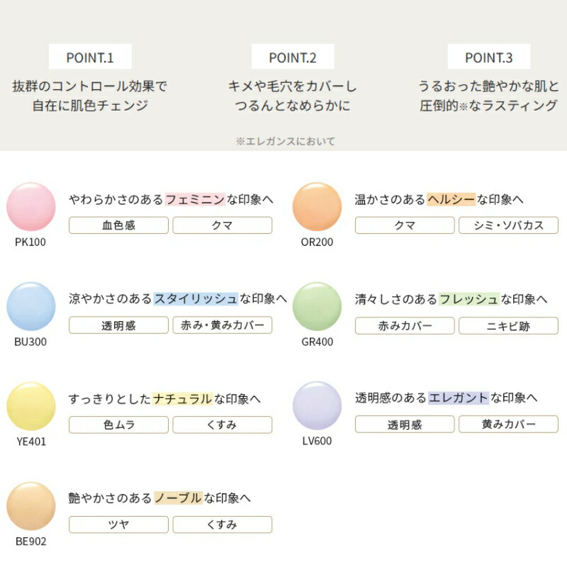 ネコポス速達!エレガンス モデリング カラーベース NEW 全7色 リニューアル新発売 いち早くお試し〈肌色補正メイクアップベース〉4g ミニサイズ 特製サイズ サンプル 肌の凹凸・色ムラ補正 UV効果 SPF25 PA++ 血色感 透明感 キメ・毛穴カバー 艶やかな肌へ Elegance ALBION - 画像 (2)