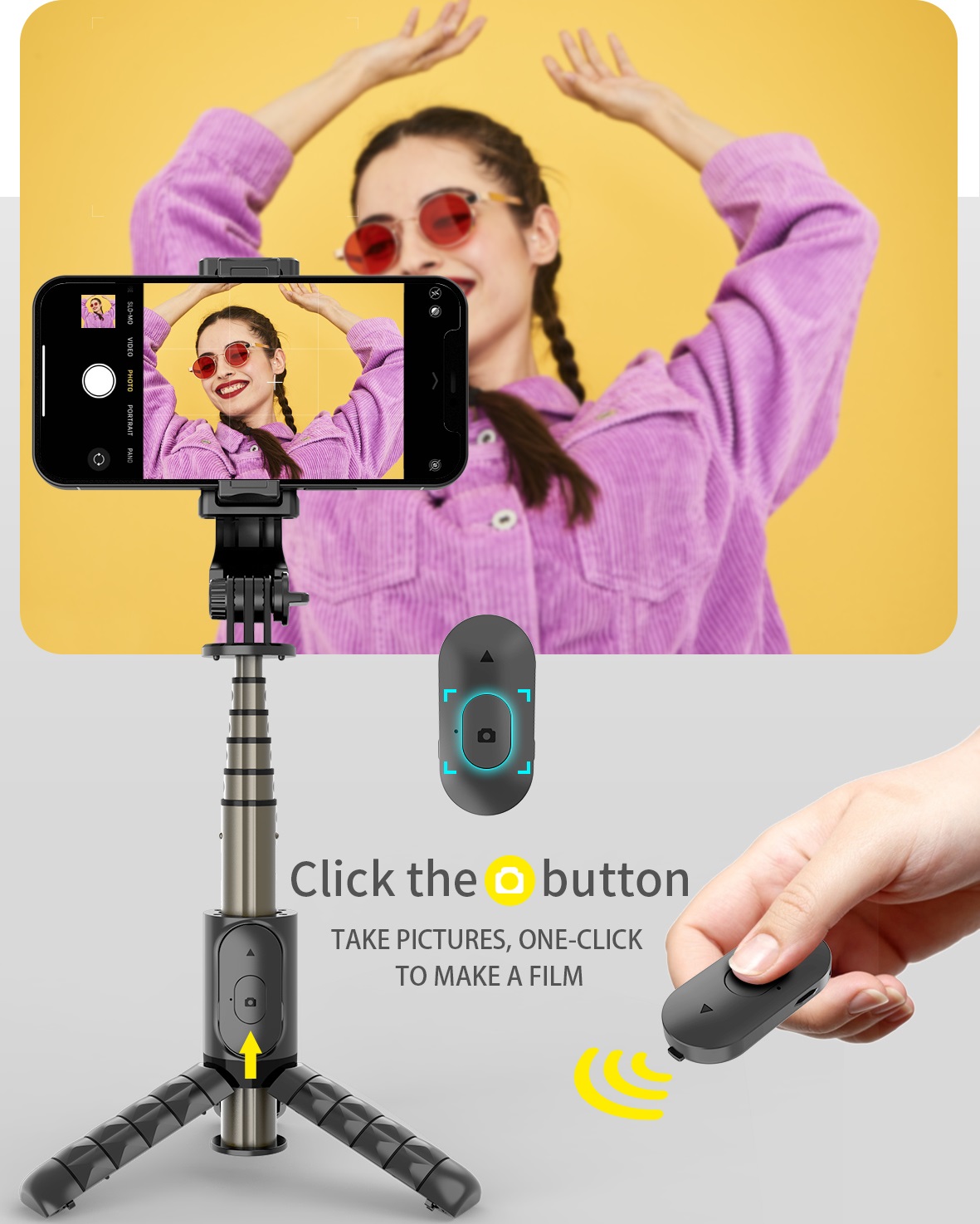 自撮り棒 iphone スマホ 三脚 スマホ RURILIFE ルリライフ じどり棒 スタンド スマホ三脚 スマホスタンド リモコン 動画撮影 高さ調整 撮影 iphone android bluetooth 便利 【業界新開発 ミニ 軽量型】 740mm Q11 - 画像 (8)