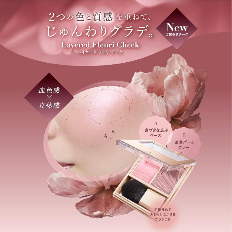 ヴィセ レイヤード フルリ チーク 5.8g 全8色 レイヤーチーク 美容液成分配合 保湿 高いツヤ感 血色感 自然な立体感 2つの質感を重ねる 毛穴や色ムラ補正 オイルリッチな処方 スキンフィット成分配合 肌にピタッと密着 化粧もちを高める 無香料 VISEE visee - 画像 (3)